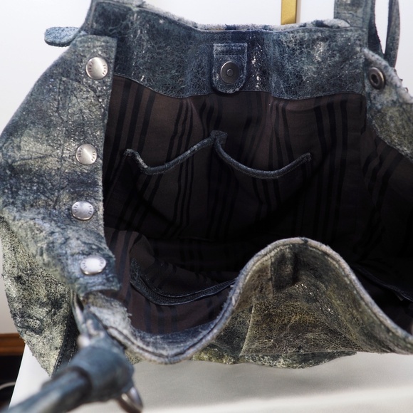 RARE Frye Deborah Studded Slate Gray Leather Bag + Matching Zip Wallet - Picture 15 of 15